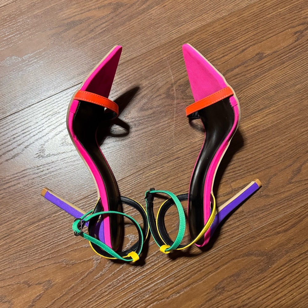 Colorful Heel Sandals with Adjustable Straps